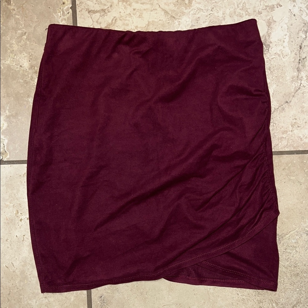 La Hearts Deep Burgundy Mini Skirt